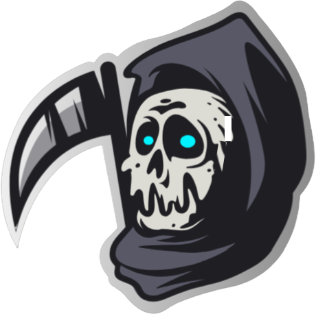 Logo of UnSubtle Tees featuring a stylized grim reaper with glowing blue eyes and the text 'UnSubtle Tees' in bold, comic-style font.